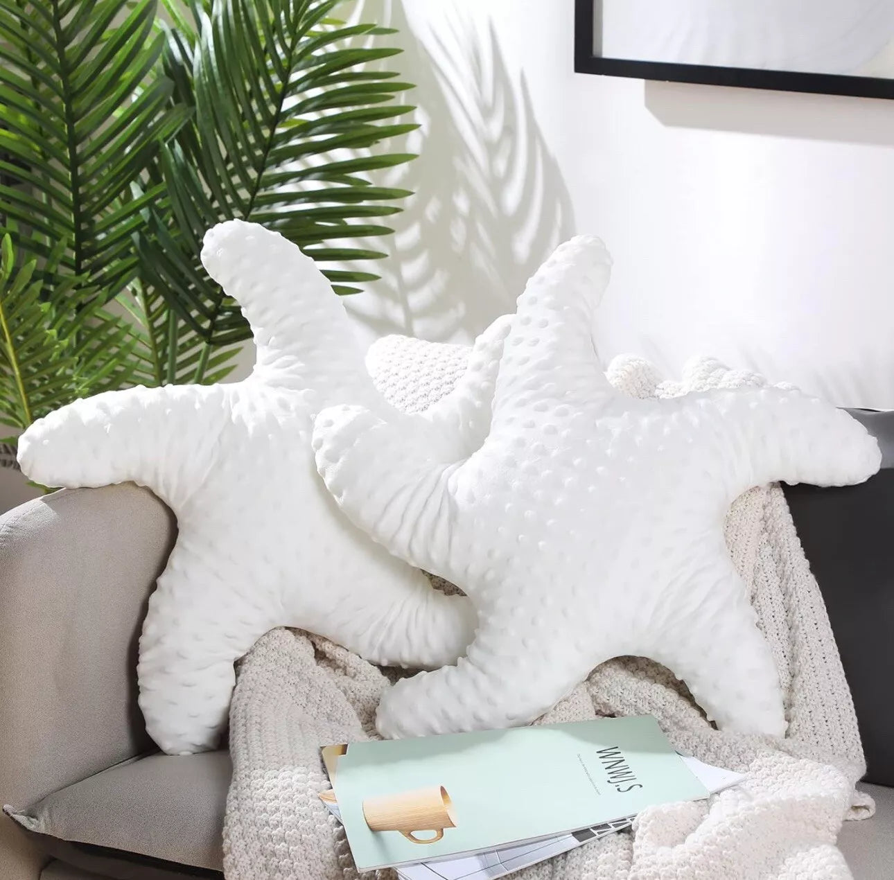 2 Pcs Starfish Pillow Beach Starfish Shaped Throw Pillows 20'' Starfish Pillow