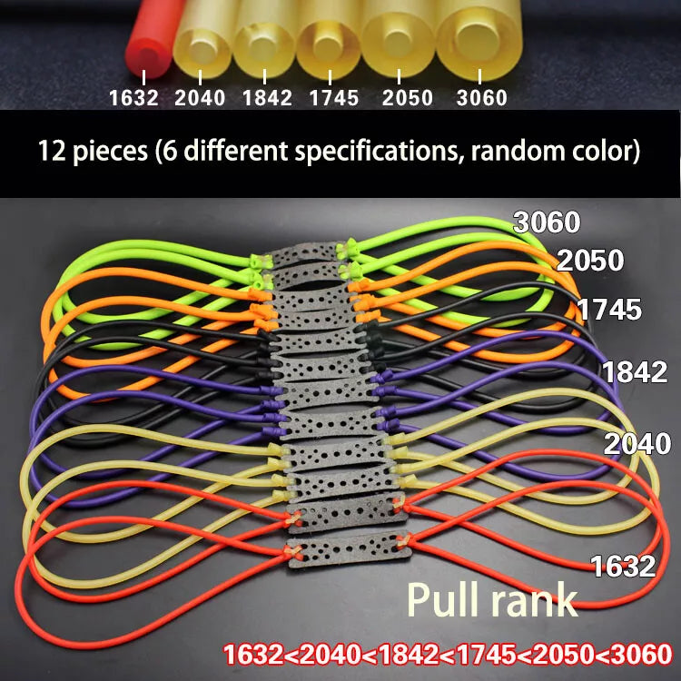 12pcs Elastic Natural Latex Rubber Band Tube for Hunting Slingshot Catapults