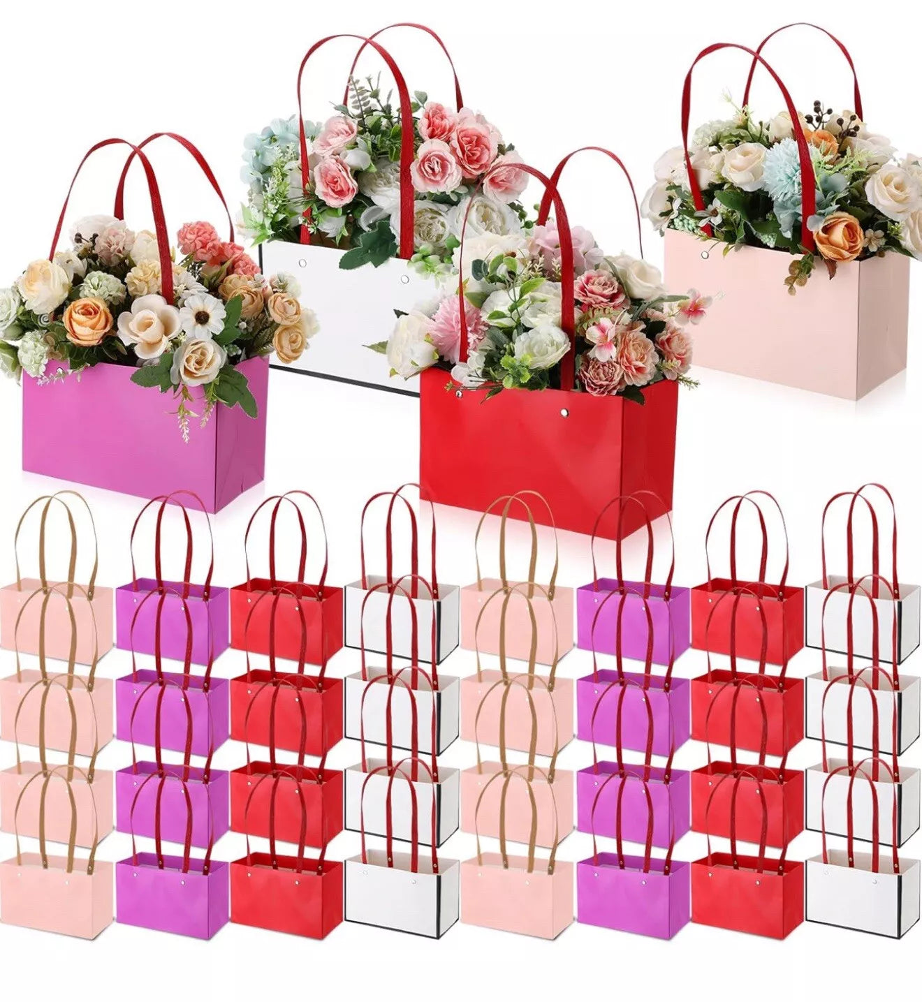 100 Pcs Flower Boxes for Arrangements Flower Gift Bags 8.66"x4.33" Waterproof