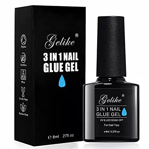 Gelike 3 in 1 for Acrylic Nails Long Lasting, Curing Needed UV Nail Glue Gel