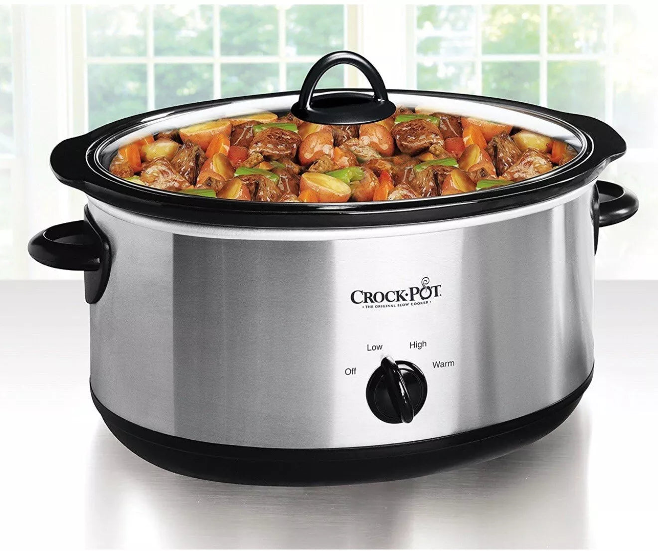 Crock-Pot 7 Quart Oval Manual Slow Cooker, Stainless Steel (SCV700-S-BR)