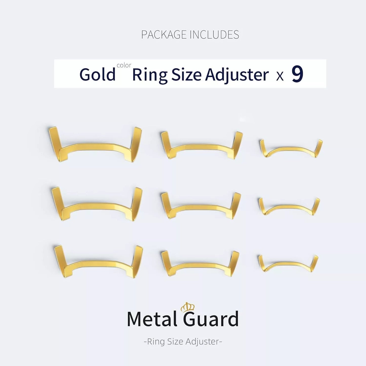 9 Pack Filled Gold Metal Ring Guard,Invisible Ring Size Adjuster Set for Loose R