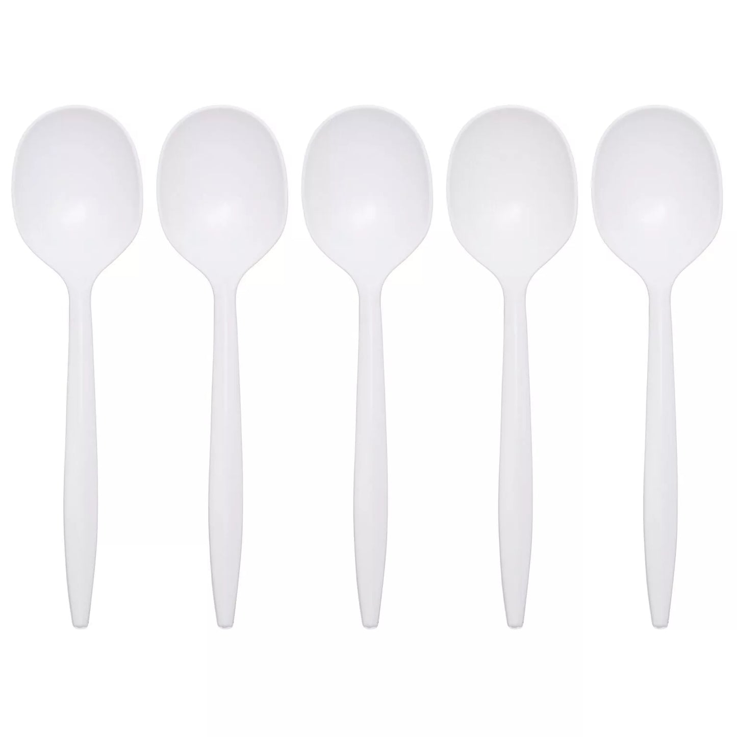 Disposable Plastic Spoons, Medium Weight & White Soup Spoons (1000 Pack)
