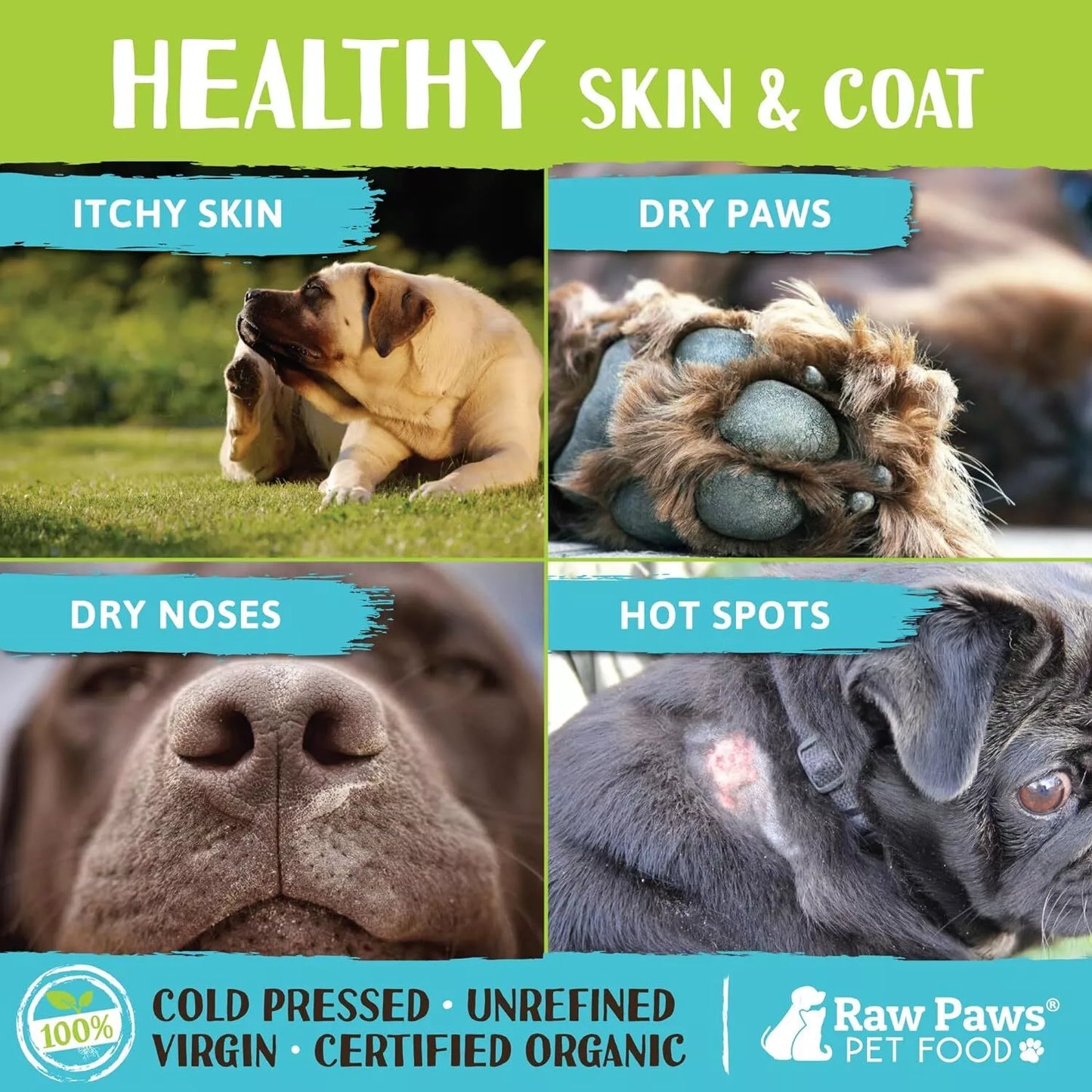 Virgin Organic Coconut Oil for Dogs & Cats, 4-oz - Treatment for Itchy Skin, Dry