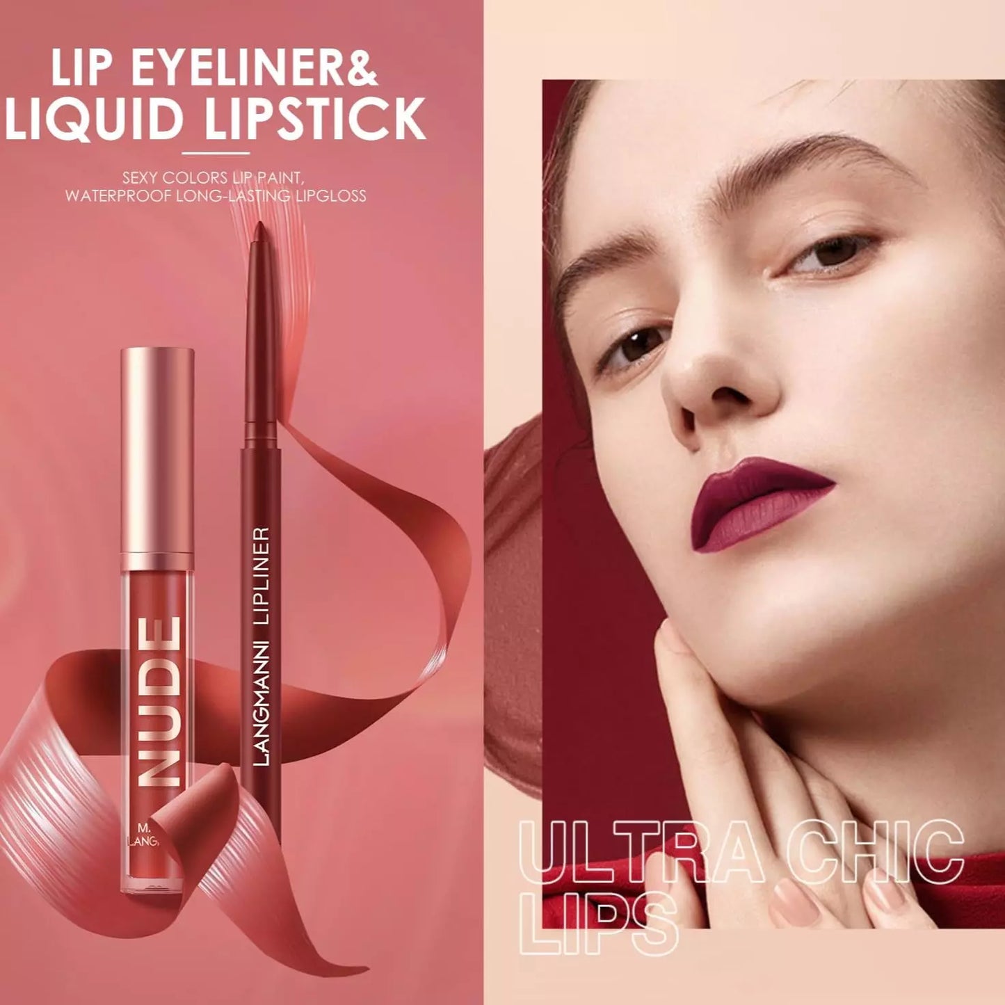 6 Matte Lipstick with 6 Lipliners Durable Makeup Set,Long-Lasting Non-Stick Cup