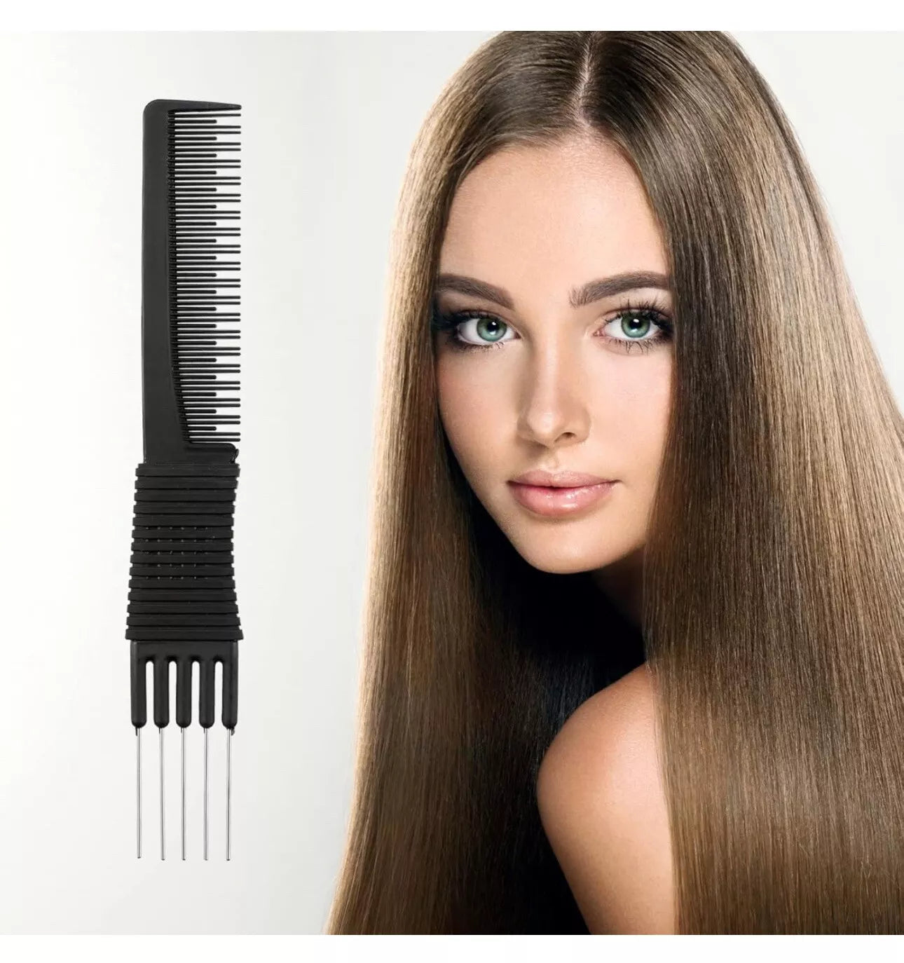 3 Pack Black Comb With Metal Prong With Stainless Steel, Great For Salon