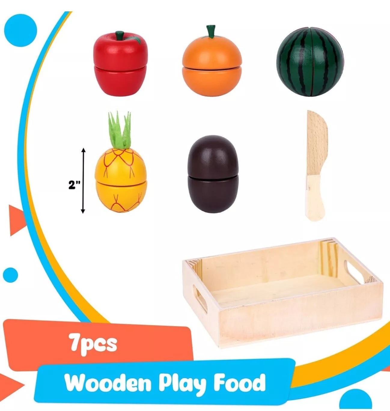 Wooden Play Food Set for Kids Kitchen, Montessori Toys For Kitchen