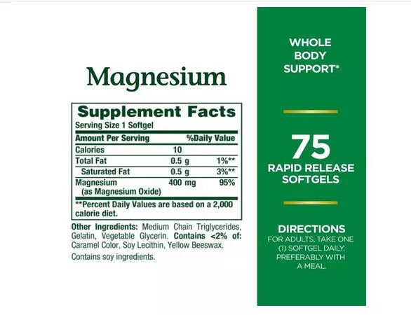 Nature's Bounty Magnesium, Whole Body Support, Supports Heart, Nerve and Bone