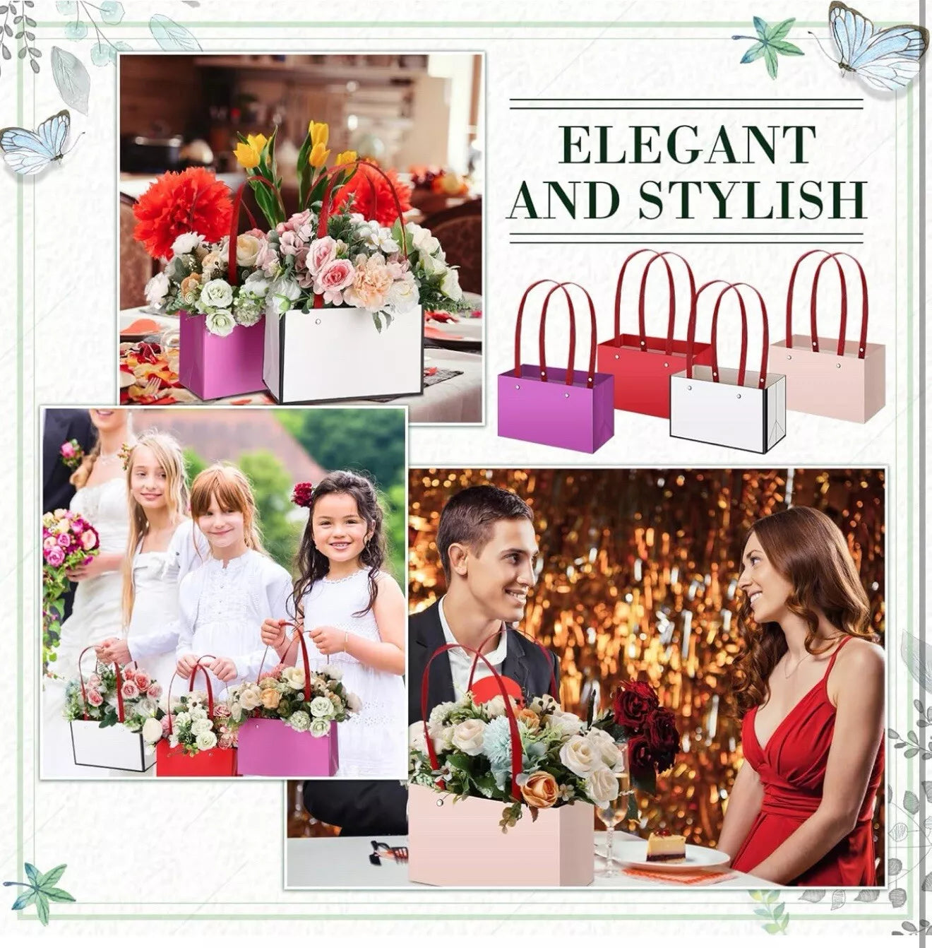 100 Pcs Flower Boxes for Arrangements Flower Gift Bags 8.66"x4.33" Waterproof