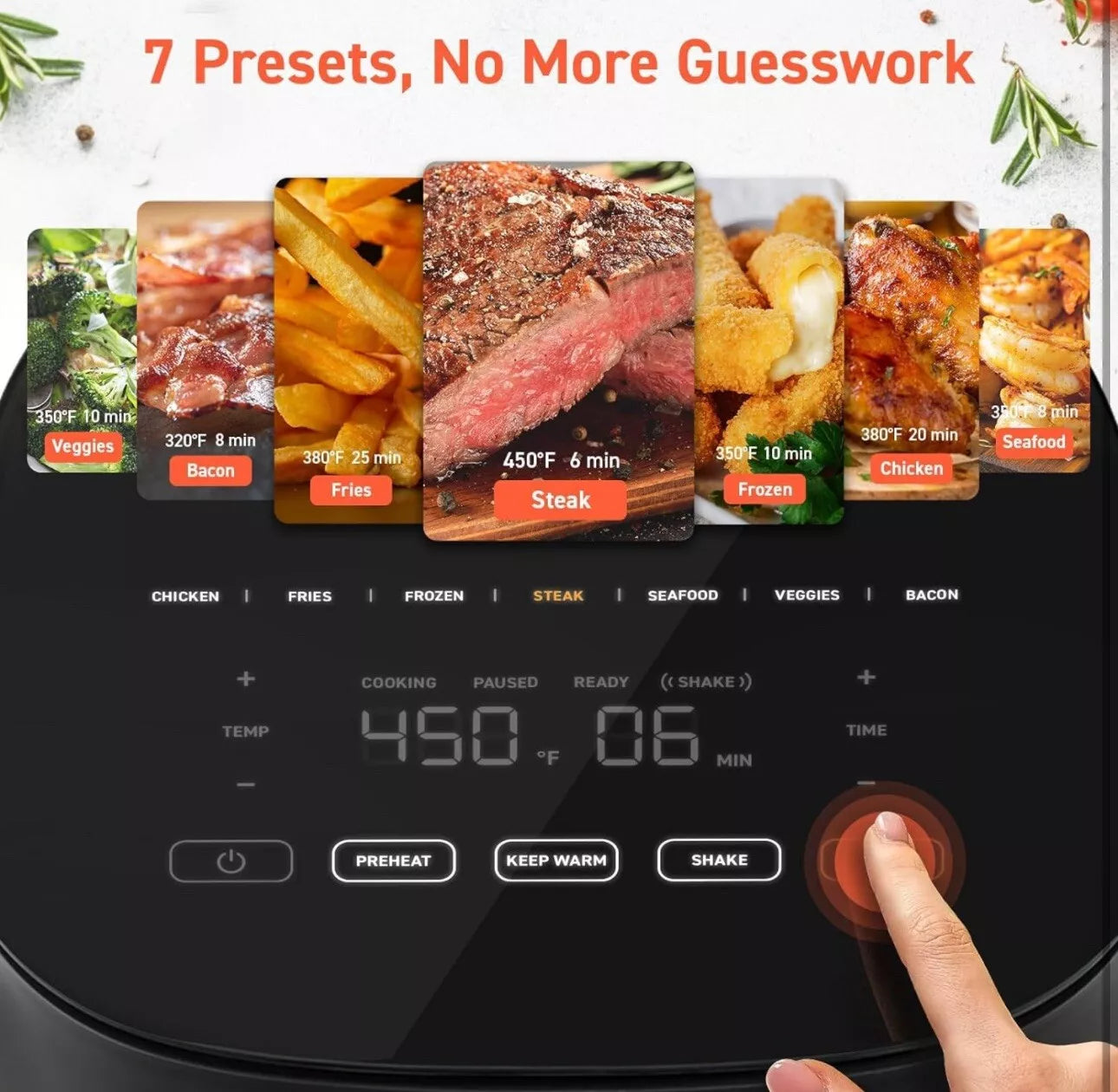 COSORI Air Fryer Compact 5 Qt, Max 450F for Juicy Meat, Little To No Oil