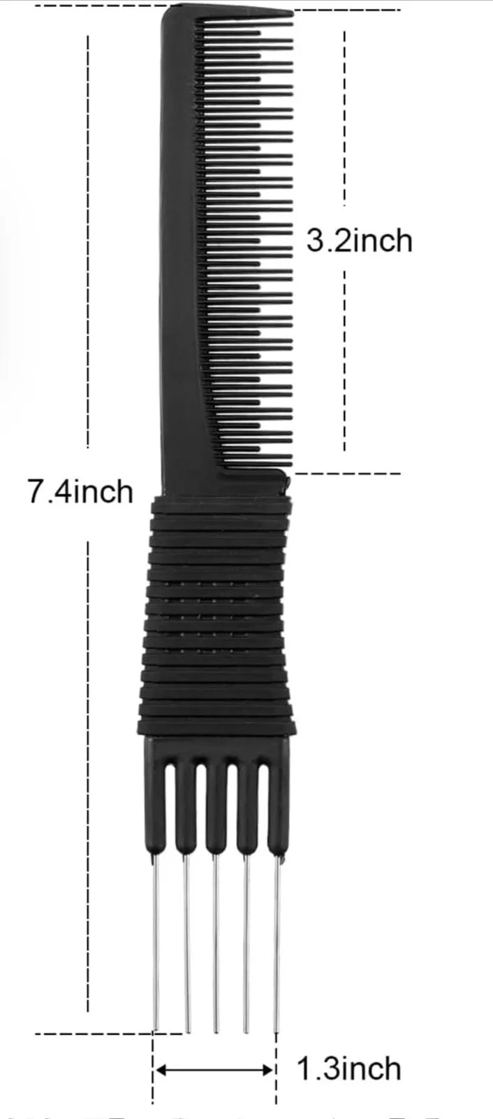 3 Pack Black Comb With Metal Prong With Stainless Steel, Great For Salon