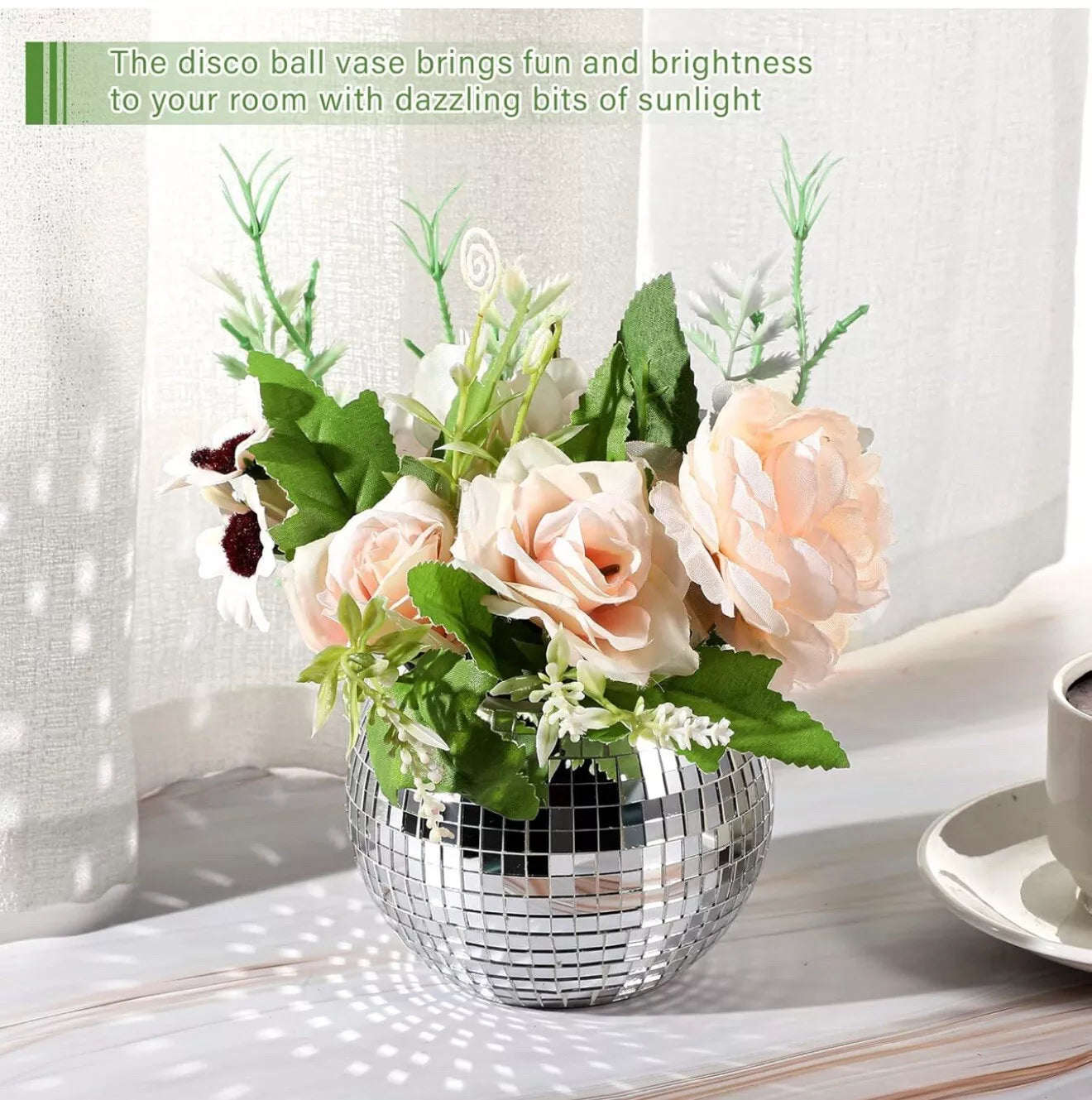 6 Pieces Disco Ball Flower Vase Mirror Disco Ball Glass Vase