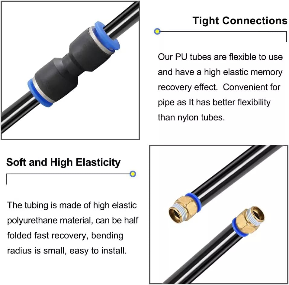 Feelers Pneumatic PU Tubing, 5/16"OD Hose PU Polyurethane Air Hose Tube Line for