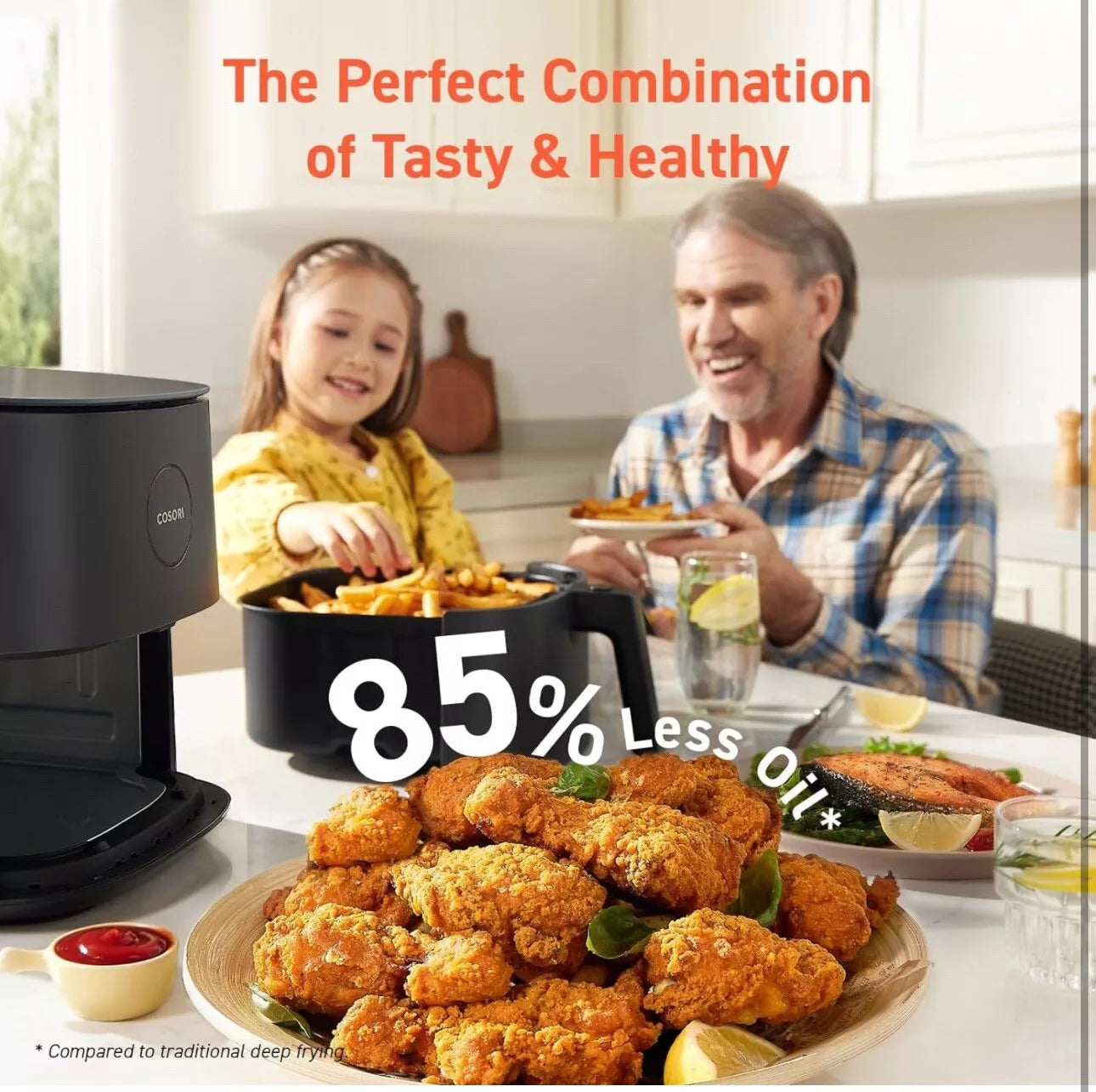 COSORI Air Fryer Compact 5 Qt, Max 450F for Juicy Meat, Little To No Oil