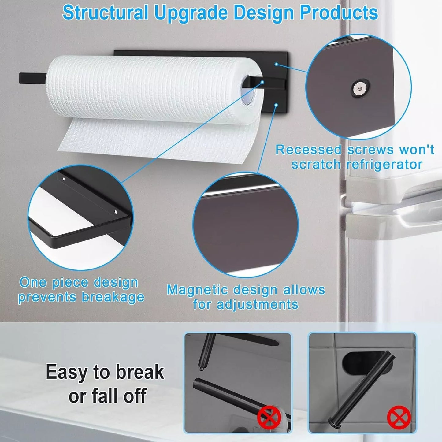 Magnetic Paper Towel Holder for Fridge, Toilet Paper Roll Holder Magnetic Paper