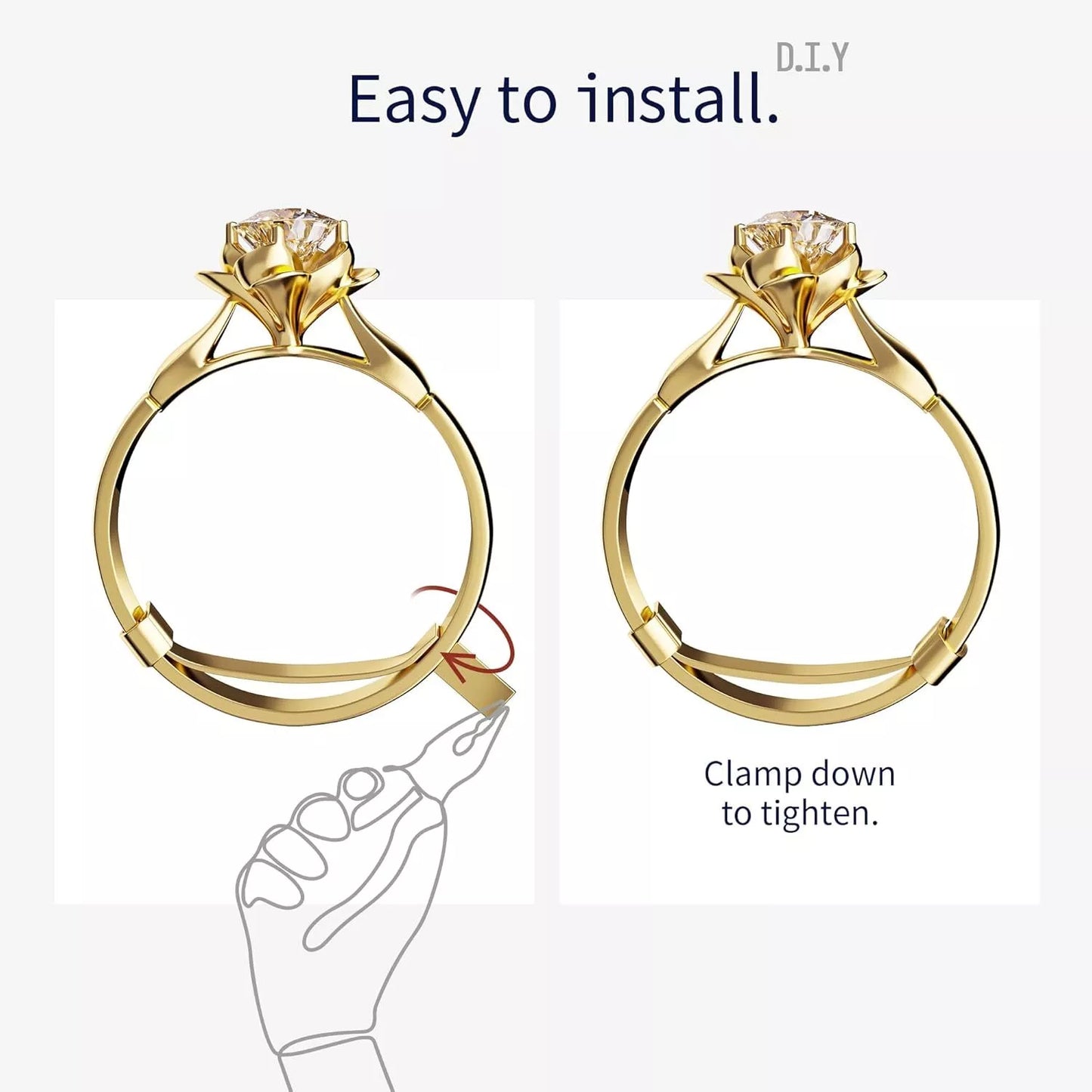 9 Pack Filled Gold Metal Ring Guard,Invisible Ring Size Adjuster Set for Loose R