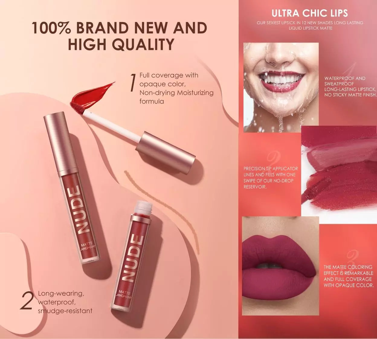 6 Matte Lipstick with 6 Lipliners Durable Makeup Set,Long-Lasting Non-Stick Cup