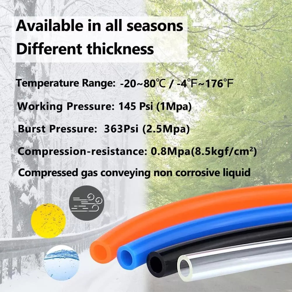 Feelers Pneumatic PU Tubing, 5/16"OD Hose PU Polyurethane Air Hose Tube Line for