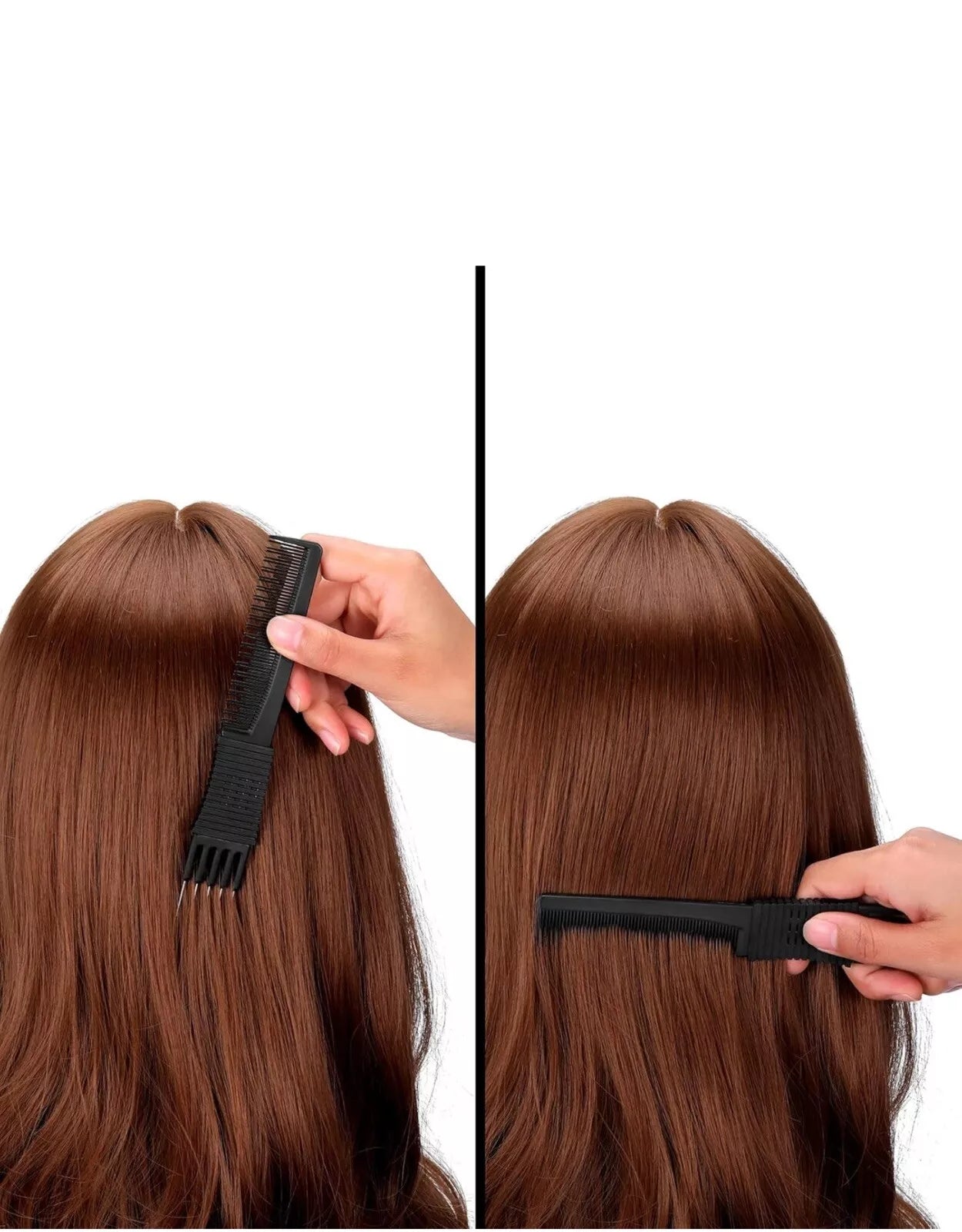 3 Pack Black Comb With Metal Prong With Stainless Steel, Great For Salon