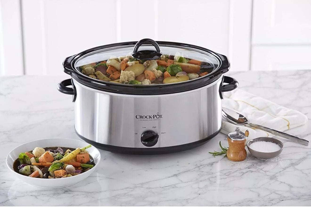 Crock-Pot 7 Quart Oval Manual Slow Cooker, Stainless Steel (SCV700-S-BR)