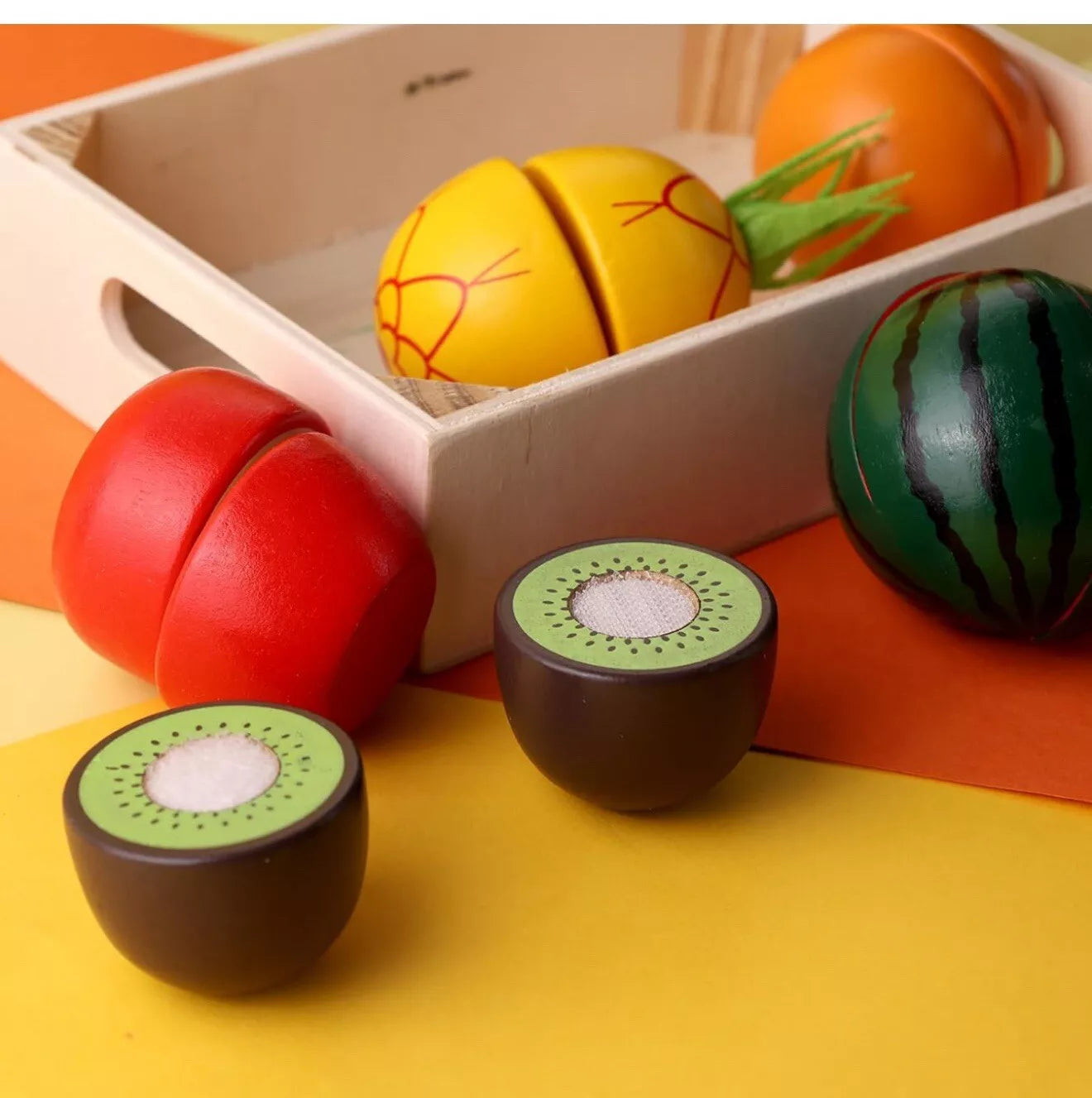 Wooden Play Food Set for Kids Kitchen, Montessori Toys For Kitchen