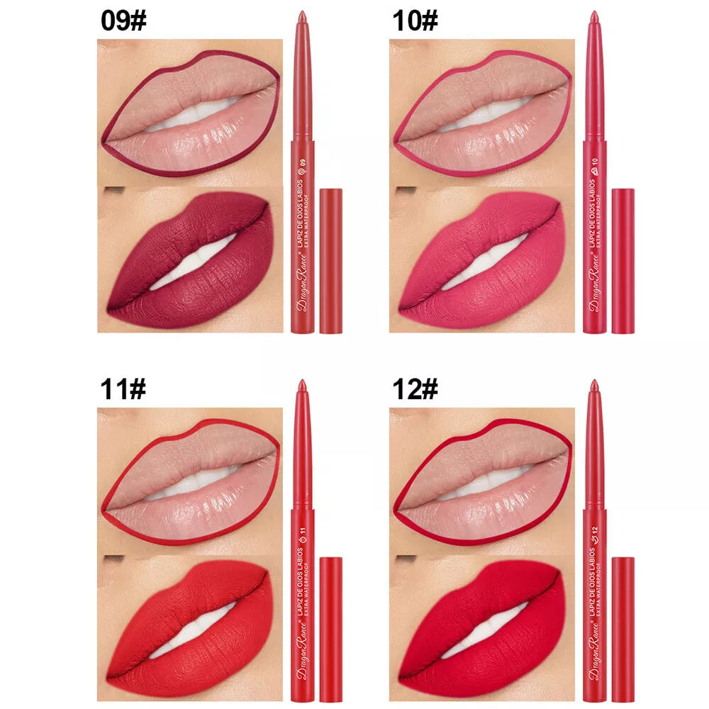 12 Pcs/Set Waterproof Lip Liner Pencil Matte Lipliner Long Lasting Lipstick 、