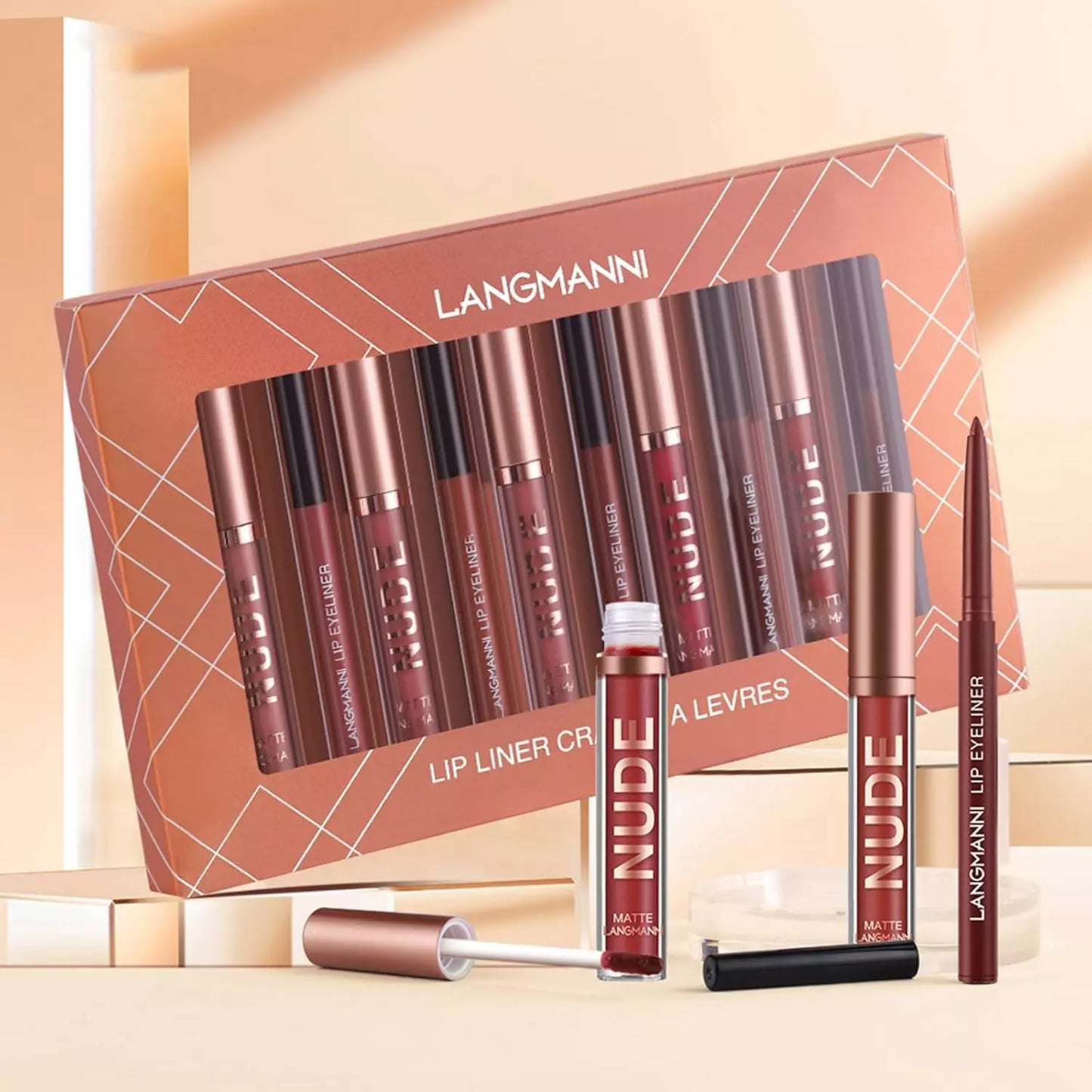 6 Matte Lipstick with 6 Lipliners Durable Makeup Set,Long-Lasting Non-Stick Cup