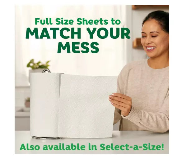 Bounty Full Sheet Paper Towels, White, 2 Triple Rolls - 6 Regular Rolls