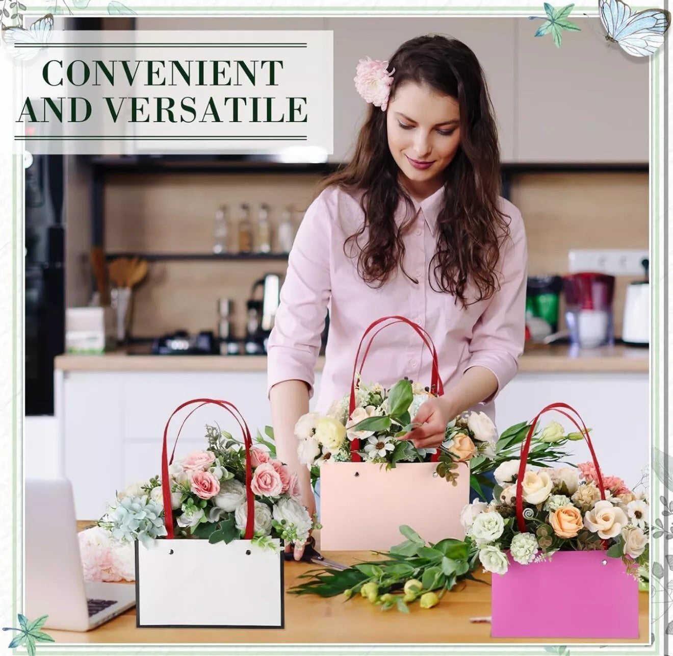 100 Pcs Flower Boxes for Arrangements Flower Gift Bags 8.66"x4.33" Waterproof