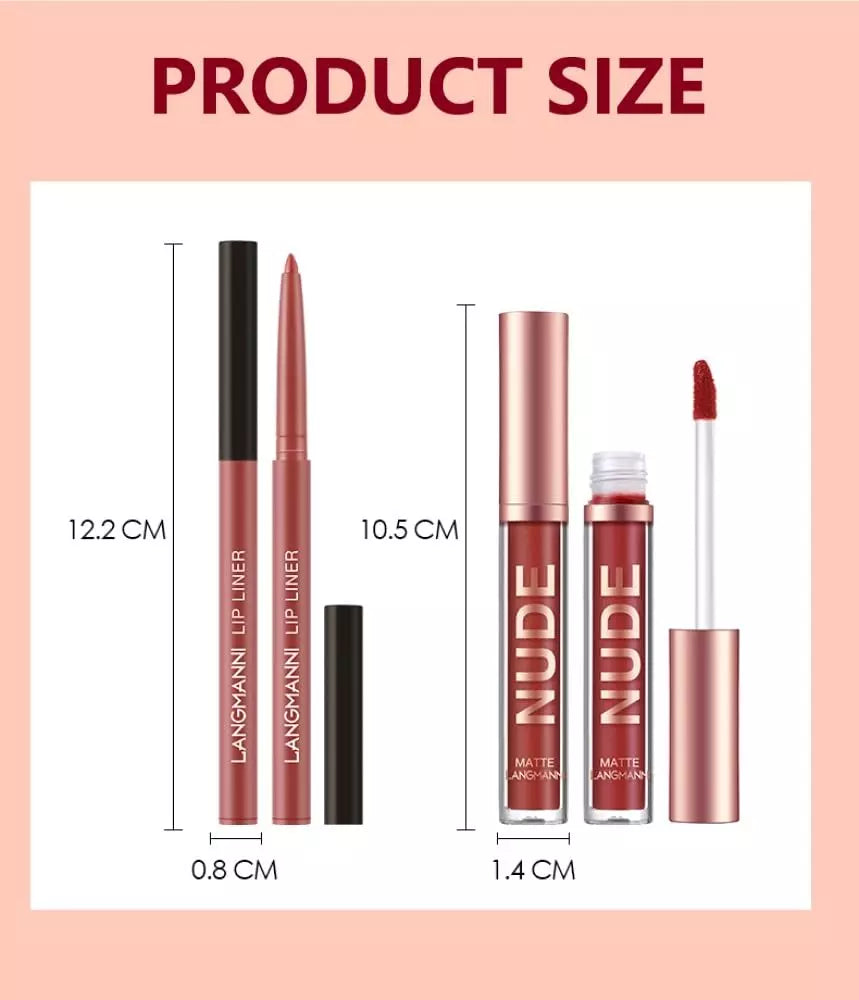 6 Matte Lipstick with 6 Lipliners Durable Makeup Set,Long-Lasting Non-Stick Cup