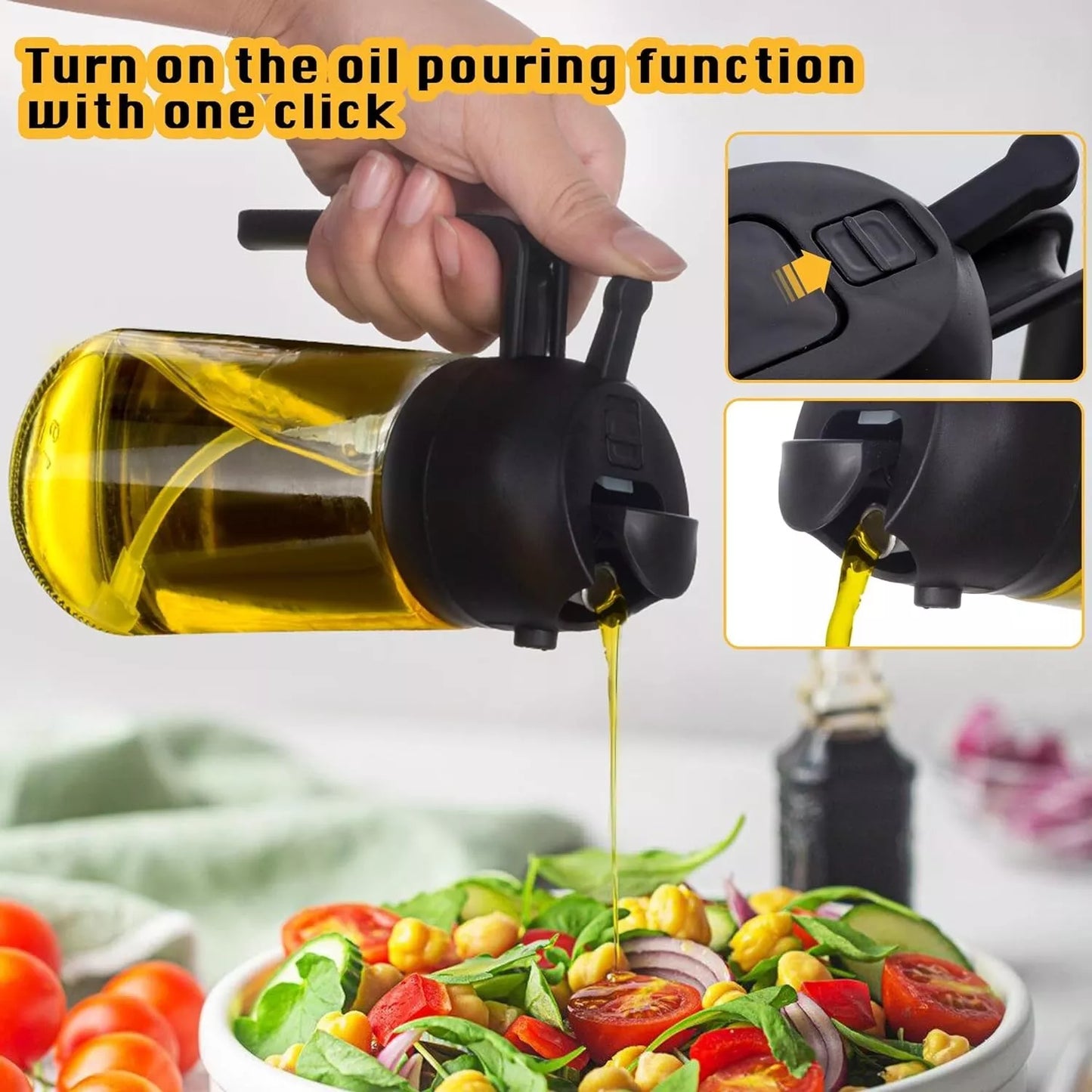 Oil Dispenser for Kitchen, 2 in 1 Olive Oil Dispenser and Oil Sprayer for Cookin
