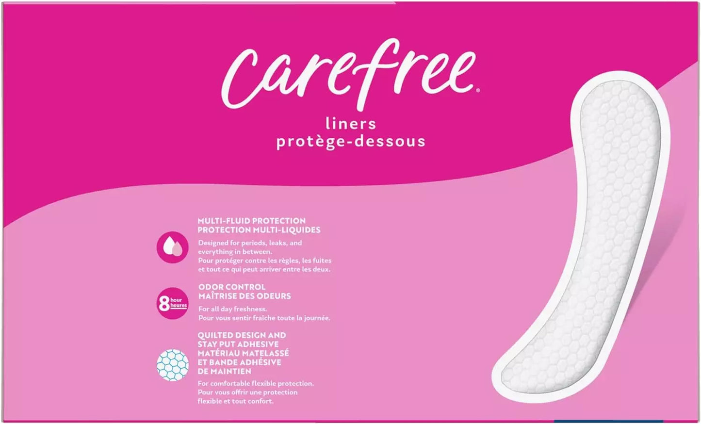 Carefree Panty Liners, Extra Long Liners, Unwrapped, Unscented, 100ct