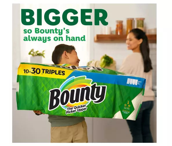 Bounty Full Sheet Paper Towels, White, 2 Triple Rolls - 6 Regular Rolls