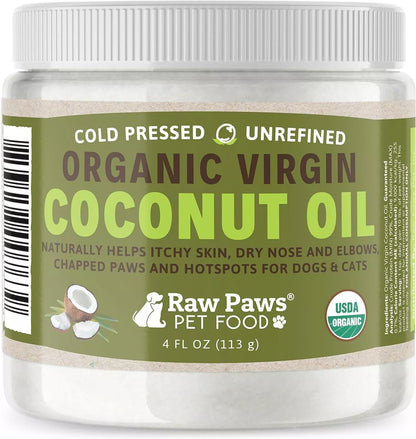 Virgin Organic Coconut Oil for Dogs & Cats, 4-oz - Treatment for Itchy Skin, Dry