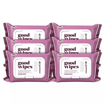 Flushable Aloe Butt Wipes Septic Safe - 360 Count Rosewater Wet Wipes