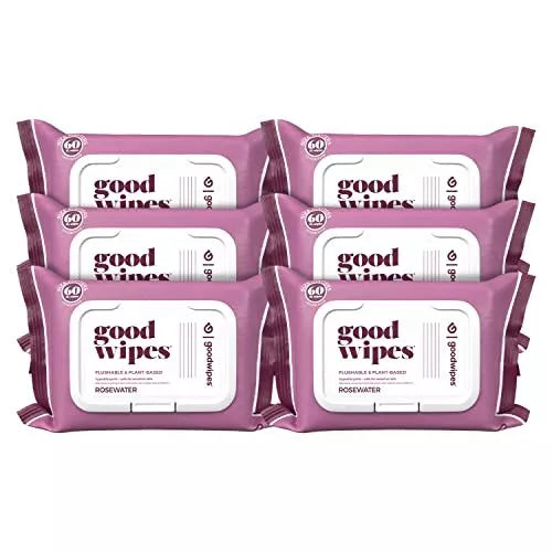 Flushable Aloe Butt Wipes Septic Safe - 360 Count Rosewater Wet Wipes
