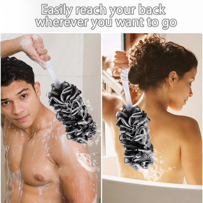 T2Pack Back Scrubber for Shower DualSided Loofah on a Stick as Shower Brush Exf