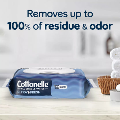 Cottonelle Ultra Fresh Flushable Wet Wipes, 4 Flip-Top Packs