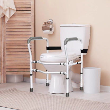 Steel Safety Toilet Rail w/ Created Fixable Clamp Adjustable Handicap Frame