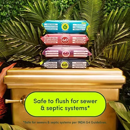 Flushable Aloe Butt Wipes Septic Safe - 360 Count Rosewater Wet Wipes