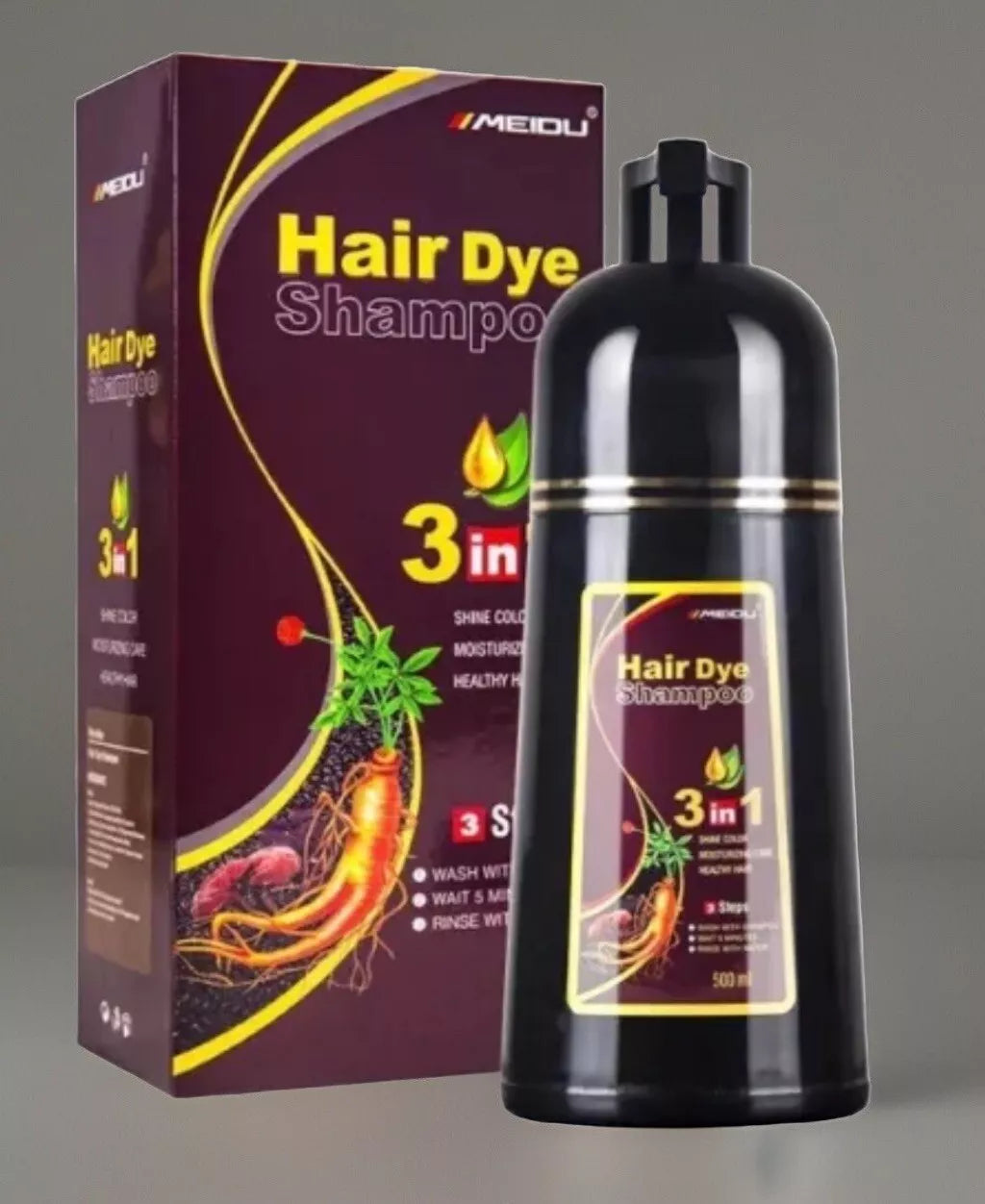 ORIGINAL MEIDU Hair Dye Color Shampoo 500ml (DARK BROWN) - FREE SHIPPING