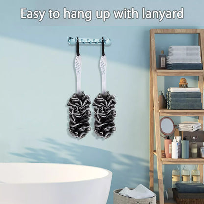 T2Pack Back Scrubber for Shower DualSided Loofah on a Stick as Shower Brush Exf
