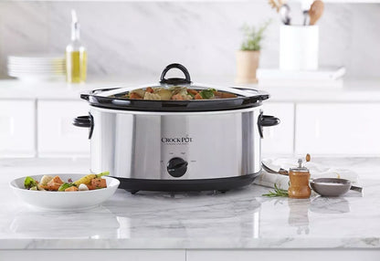 Crock-Pot 7 Quart Oval Manual Slow Cooker, Stainless Steel (SCV700-S-BR)
