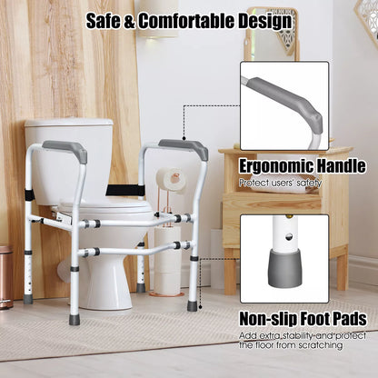 Steel Safety Toilet Rail w/ Created Fixable Clamp Adjustable Handicap Frame