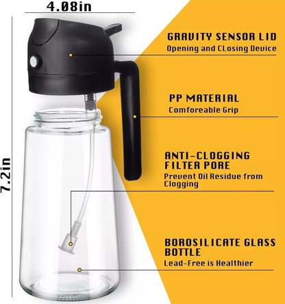 Oil Dispenser for Kitchen, 2 in 1 Olive Oil Dispenser and Oil Sprayer for Cookin