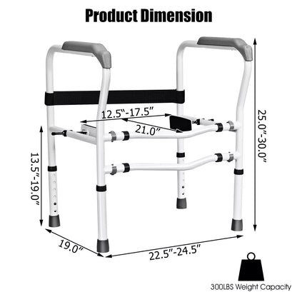 Steel Safety Toilet Rail w/ Created Fixable Clamp Adjustable Handicap Frame